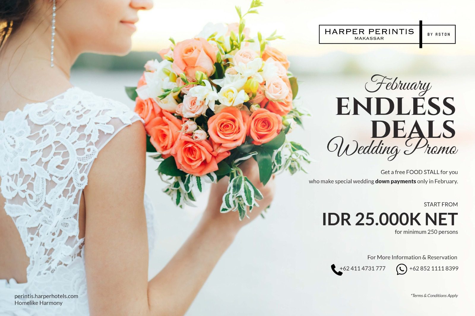 Promo Paket Wedding Hotel Harper Perintis, Bayar 50 Persen Gratis Food Stall
