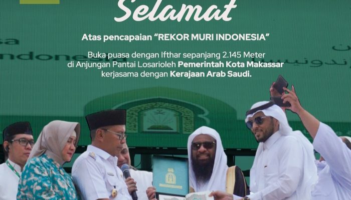 Pemerintah Kota Makassar Raih Rekor MURI Indonesia Iftar Terpanjang 