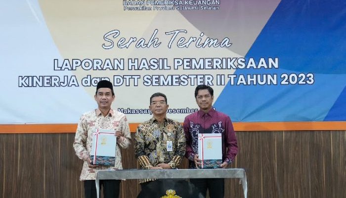 Ketua DPRD Bersama PJ Sekda Makassar Terima LHPK dari BPK RI Sulsel Untuk Semester II Tahun 2023